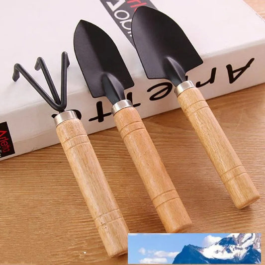 3-Piece Mini Garden Tool Set - Small Shovel, Rake, and Spade for Potted Plants